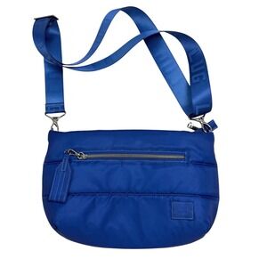 Lug Moonwalk Puffer Crossbody Bag Women Blue EUC Logo Strap RFID Travel Purse